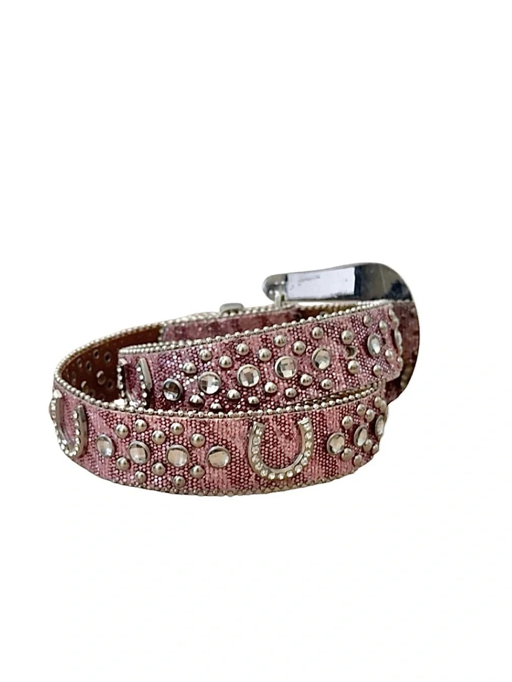 Nocona Girls' Pink Glitter Horseshoe Western Belt‎ Size 26